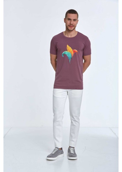 Theo Baskılı Erkek Tişört Mürdüm fiyatları