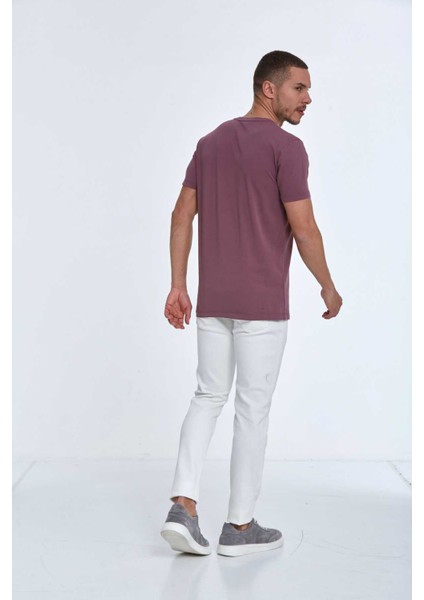 Theo Baskılı Erkek Tişört Mürdüm indirimleri