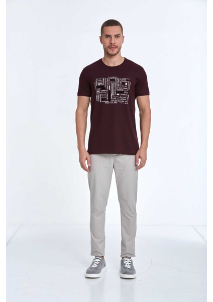 Velvet Baskılı Erkek Tişört Bordo fiyatları