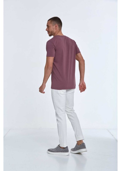 Lotus Baskılı Erkek Tişört Mürdüm indirimleri