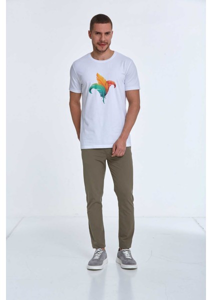 Theo Baskılı Erkek Tişört Beyaz modelleri