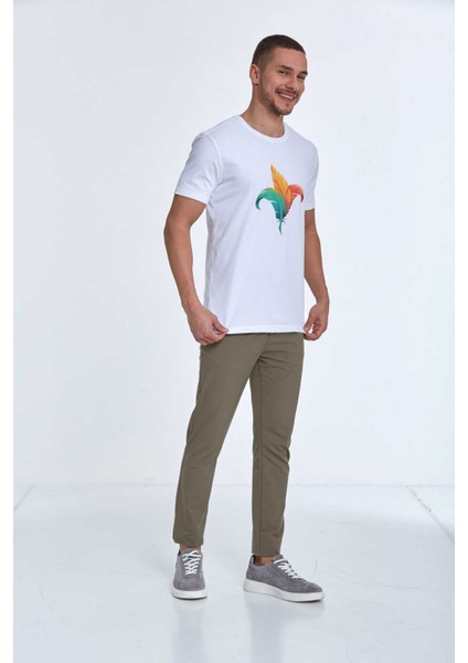 Theo Baskılı Erkek Tişört Beyaz fırsatları