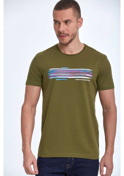 Quinn Baskılı Erkek Tişört Haki