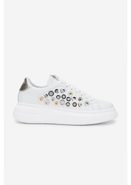 Méliné Kadın Deri Sneakers & Spor Ayakkabı 1117 522-Bı Bn Ayk Y25 Bıanco/Platın