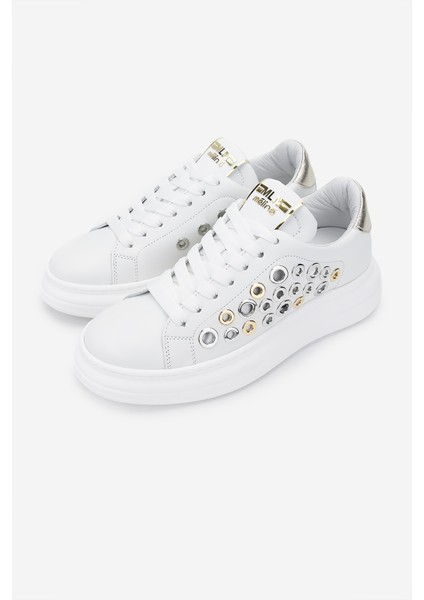 Méliné Kadın Deri Sneakers & Spor Ayakkabı 1117 522-Bı Bn Ayk Y25 Bıanco/Platın indirimleri