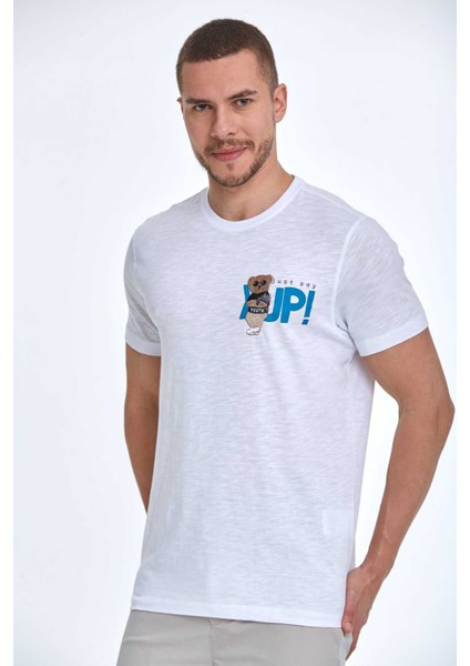 Enara Baskılı Erkek Tişört Beyaz