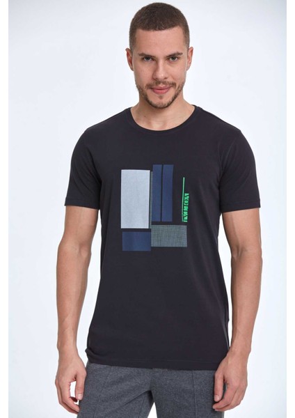 Axel Baskılı Erkek Tişört Siyah