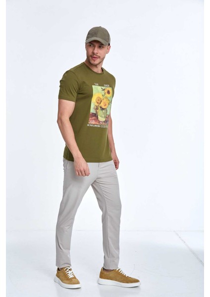 Shein Baskılı Erkek Tişört Haki fiyatları