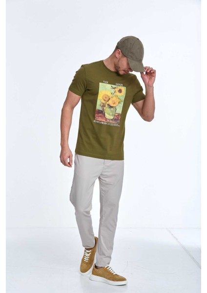 Shein Baskılı Erkek Tişört Haki modelleri