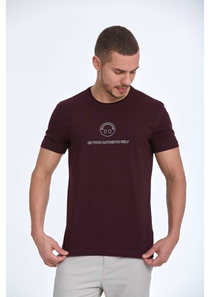 Kai Baskılı Erkek Tişört Bordo