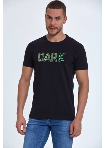 Hudson Nakışlı Erkek Tişört Lacivert