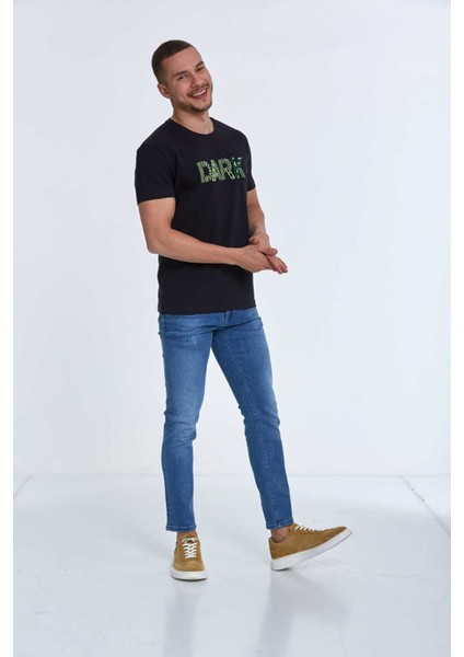 Hudson Nakışlı Erkek Tişört Lacivert fırsatları