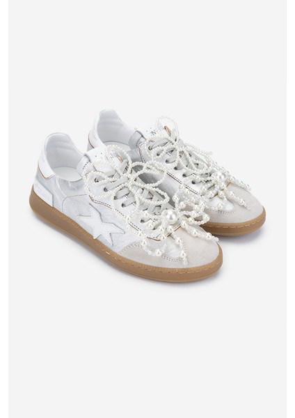 Méliné Kadın Deri Sneakers & Spor Ayakkabı 1117 526 Acc-R Bn Ayk Y25 Argento/Bıanco