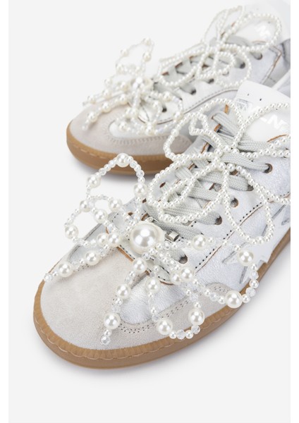 Méliné Kadın Deri Sneakers & Spor Ayakkabı 1117 526 Acc-R Bn Ayk Y25 Argento/Bıanco