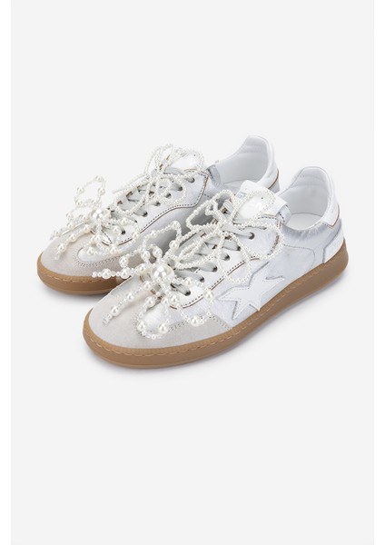 Méliné Kadın Deri Sneakers & Spor Ayakkabı 1117 526 Acc-R Bn Ayk Y25 Argento/Bıanco