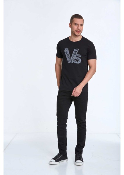 Gusta Baskılı Erkek Tişört Siyah modelleri