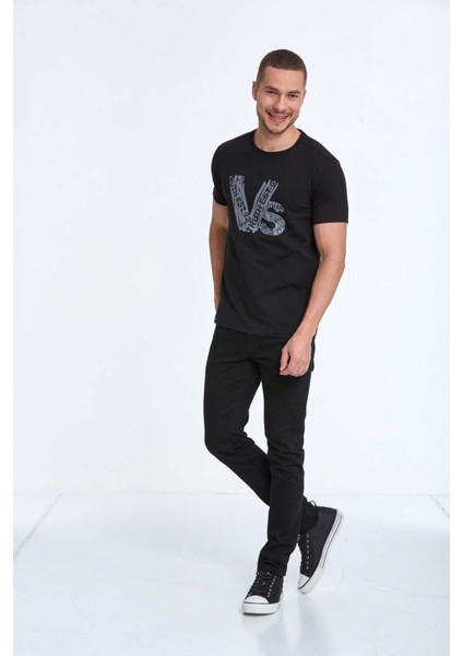 Gusta Baskılı Erkek Tişört Siyah fırsatları