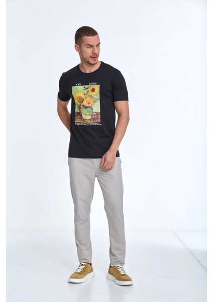 Shein Baskılı Erkek Tişört Lacivert fiyatları