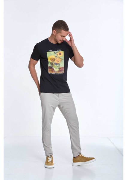 Shein Baskılı Erkek Tişört Lacivert modelleri