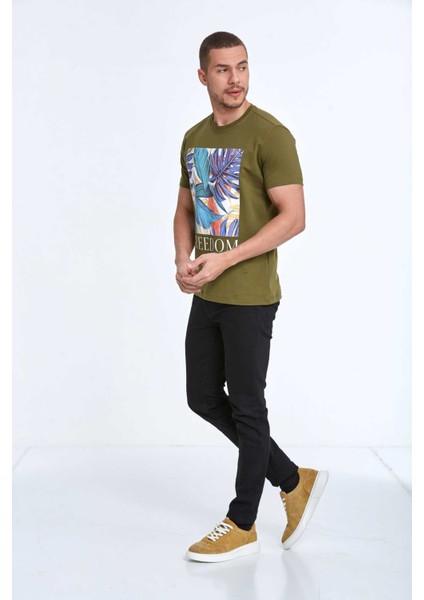 Elvio Baskılı Erkek Tişört Haki fiyatları