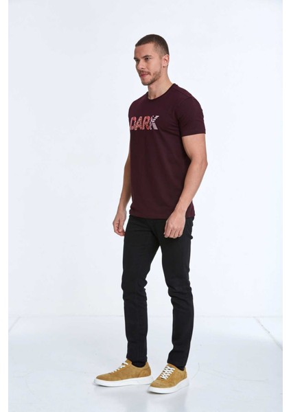 Hudson Nakışlı Erkek Tişört Bordo fırsatları