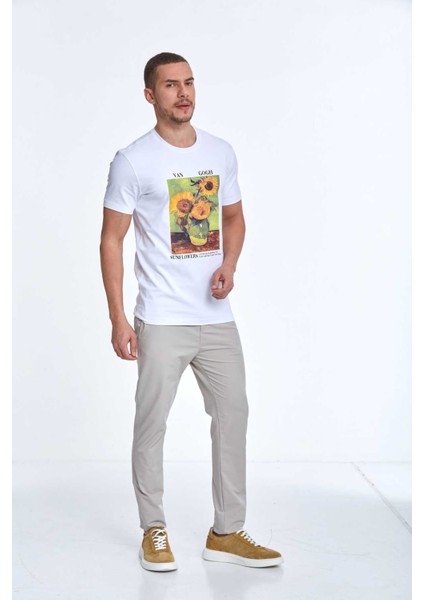 Shein Baskılı Erkek Tişört Beyaz fiyatları