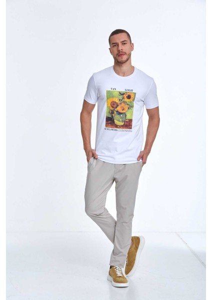 Shein Baskılı Erkek Tişört Beyaz modelleri