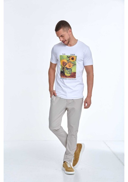 Shein Baskılı Erkek Tişört Beyaz fırsatları