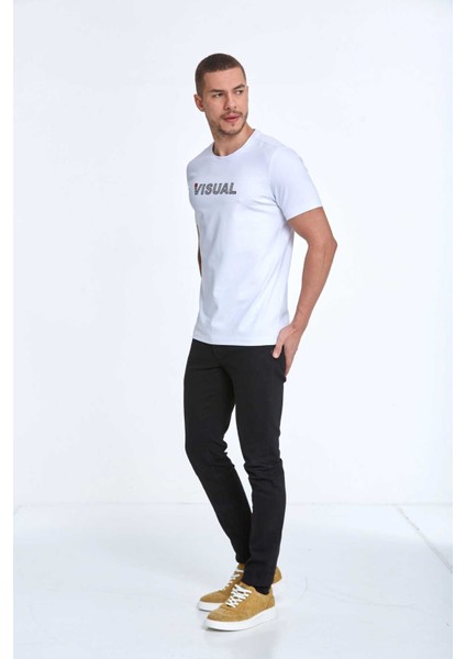 Rosa Baskılı Erkek Tişört Beyaz fırsatları