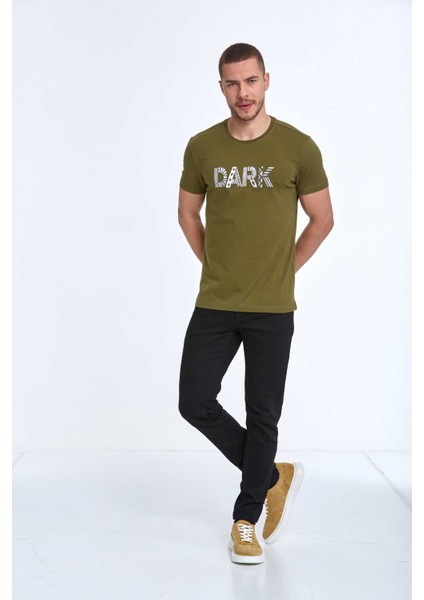 Hudson Nakışlı Erkek Tişört Haki modelleri