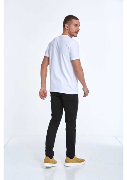 Lotus Baskılı Erkek Tişört Beyaz indirimleri