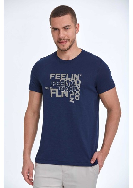 Cortez Baskılı Erkek Tişört Lacivert