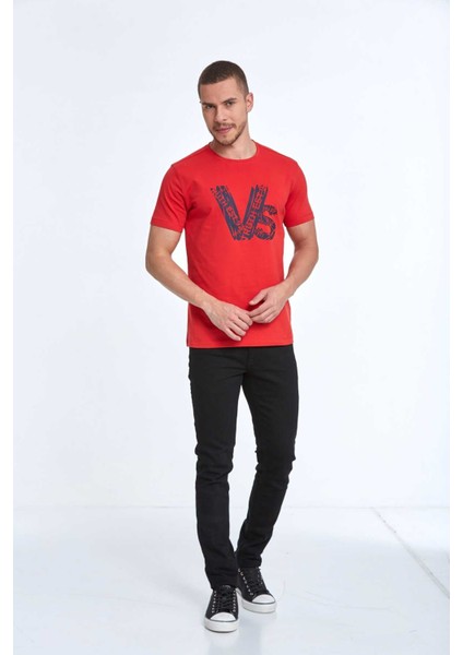 Gusta Baskılı Erkek Tişört Kırmızı modelleri
