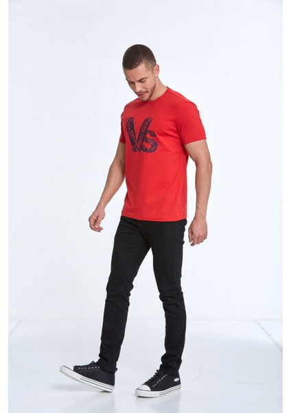 Gusta Baskılı Erkek Tişört Kırmızı fırsatları
