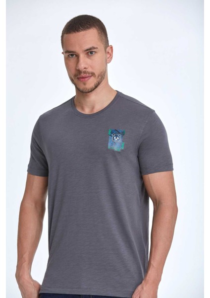 Elly Baskılı Erkek Tişört Antrasit