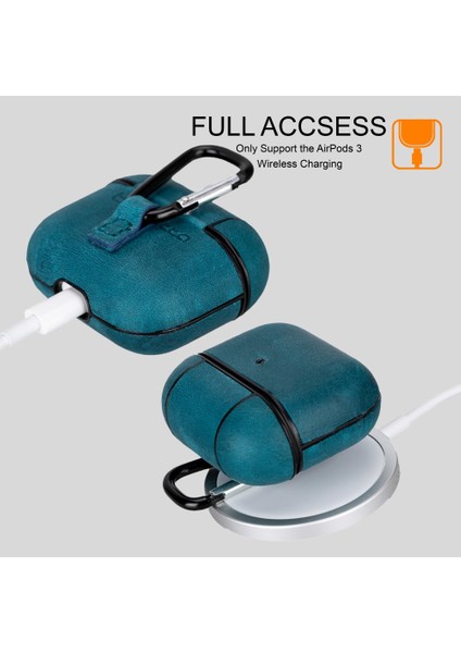 Juni Apple Airpods 3.nesil Uyumlu Deri Kılıf AA32 Mavi modelleri