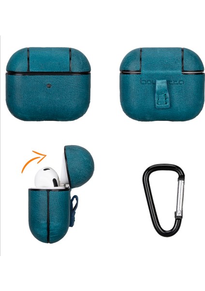 Juni Apple Airpods 3.nesil Uyumlu Deri Kılıf AA32 Mavi fırsatları