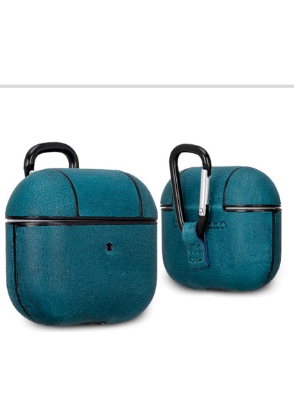 Juni Apple Airpods 3.nesil Uyumlu Deri Kılıf AA32 Mavi indirimleri