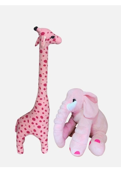 Oyun Arkadaşım Peluş Zürafa 100CM & Uyku Arkadaşım Fil 65CM
