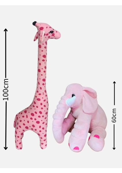 Oyun Arkadaşım Peluş Zürafa 100CM & Uyku Arkadaşım Fil 65CM