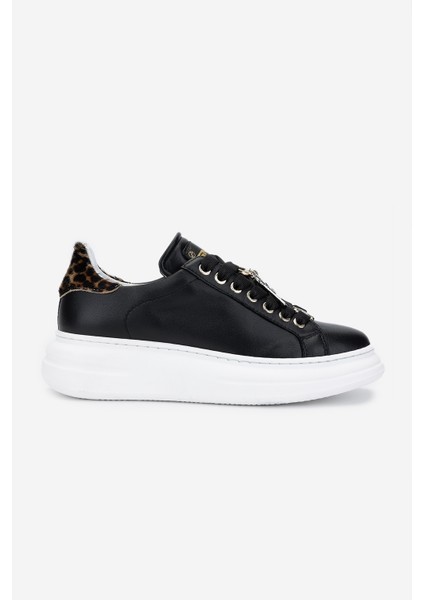 Méliné Kadın Deri Sneakers & Spor Ayakkabı 1117 Pf 6-Acc Bn Ayk Y25 Nero/Leopar