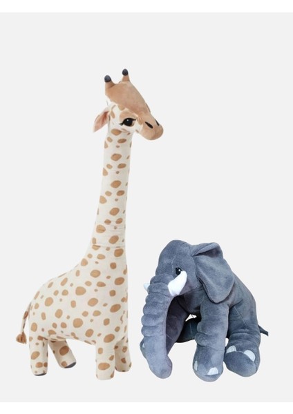 Oyun Arkadaşım Peluş Zürafa 100cm & Uyku Arkadaşım Fil 65cm