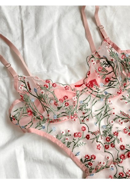 Çiçek Işlemeli Detaylı Bodysuit