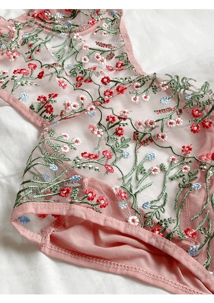 Çiçek Işlemeli Detaylı Bodysuit