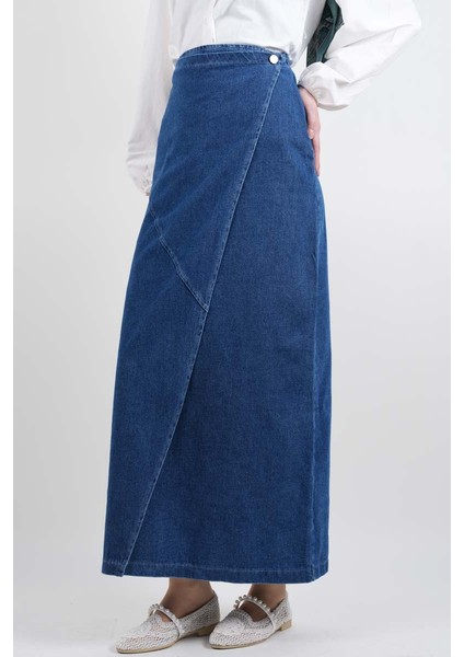 Bayan Kot Etek Ön Çapraz Yandan Bağlamalı Etek Mavi fiyatları