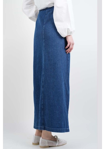 Bayan Kot Etek Ön Çapraz Yandan Bağlamalı Etek Mavi fırsatları