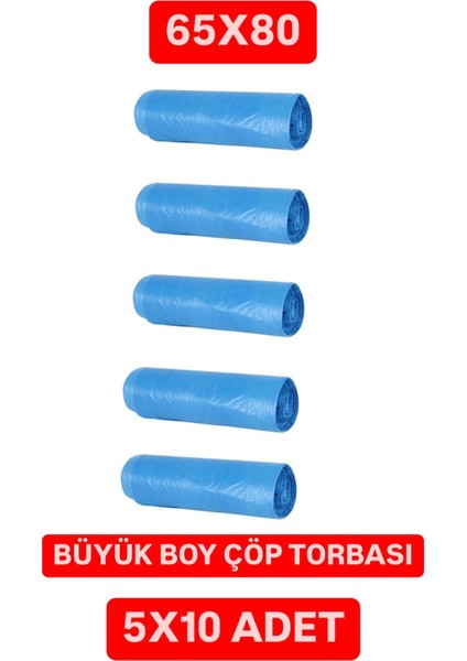 Büyük Boy Çöp Torbası 5'li (5X10 50 Adet) Büyük Boy Çöp Poşeti Yırtılmaz