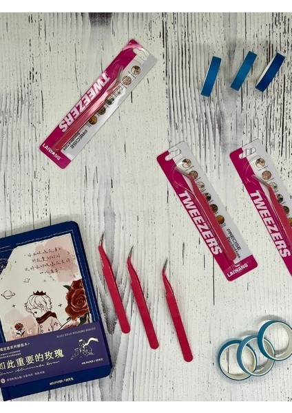 Sticker Cımbızı Eğri Uçlu Koyu Pembe/çıkartma/washi Bant/sticker/bullet Journal/defter Süsleme fiyatları