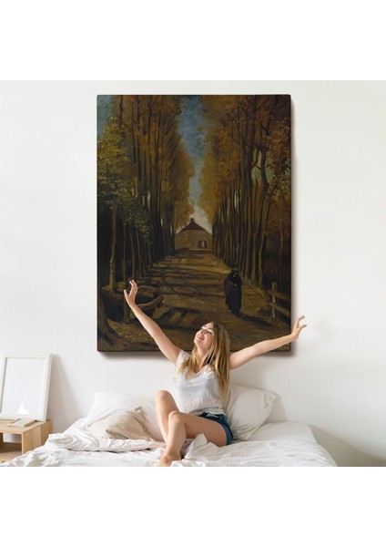 Vincent Van Gogh - Sonbaharda Kavaklı Yol Tablo - Avenue Of Poplars In AUTUMN-7473 indirimleri
