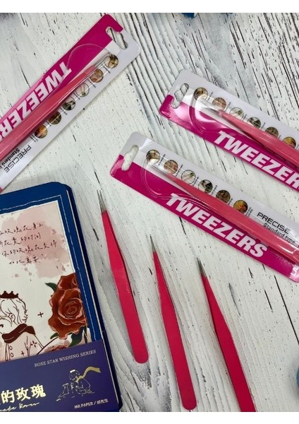 Sticker Cımbızı Düz Uçlu Koyu Pembe/çıkartma/washi Bant/sticker/ Bullet Journal/defter Süsleme